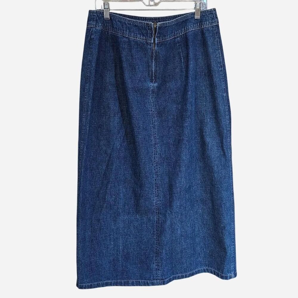90s y2k cottagecore western denim maxi skirt with slit - Picture 2 of 3
